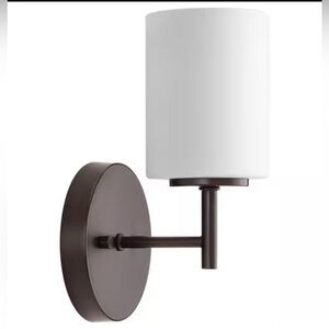 5-1/4” 1-Light Antique Bronze Etched White Glass Modern  Wall Light